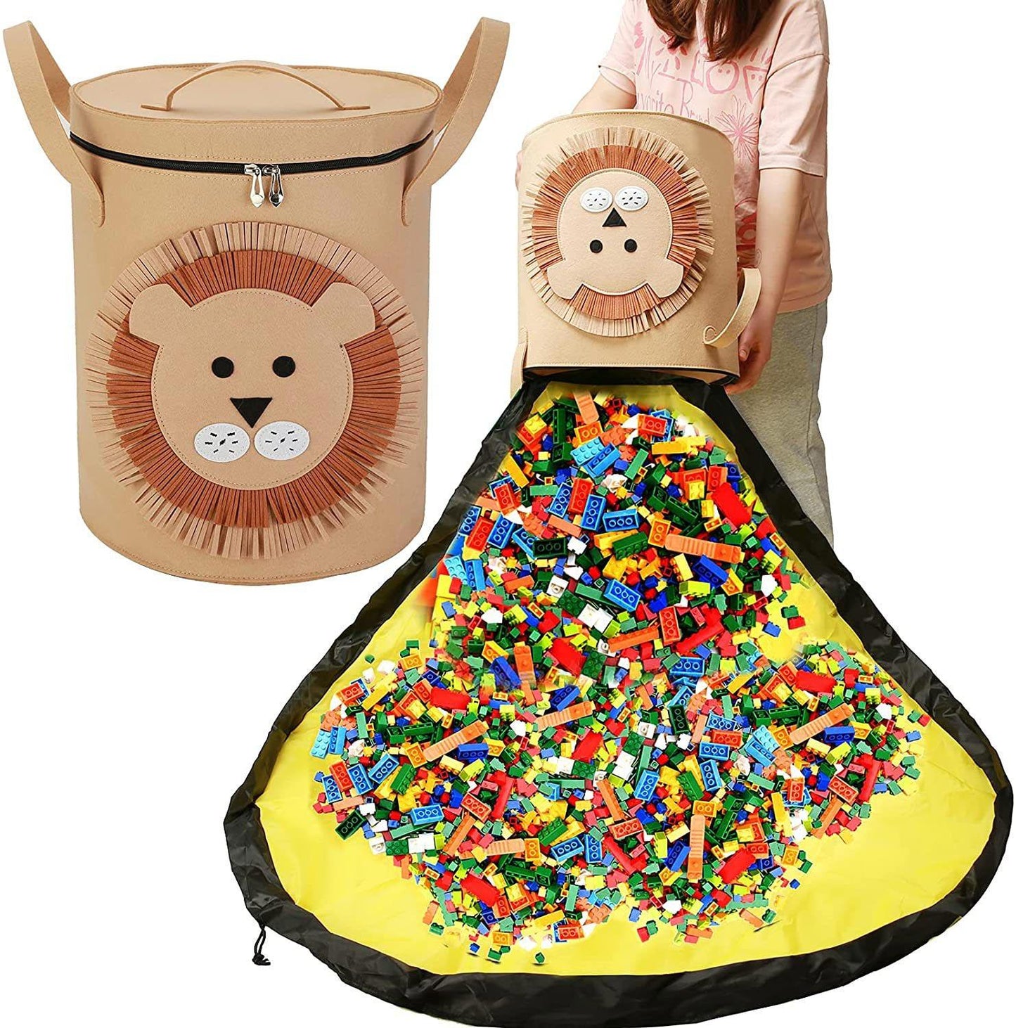 Toy Clean-up Storage Bag Multifunctional Portable Play Mat Toys Organizer  Toy Bag Basket Integrated Waterproof Storage Bucket